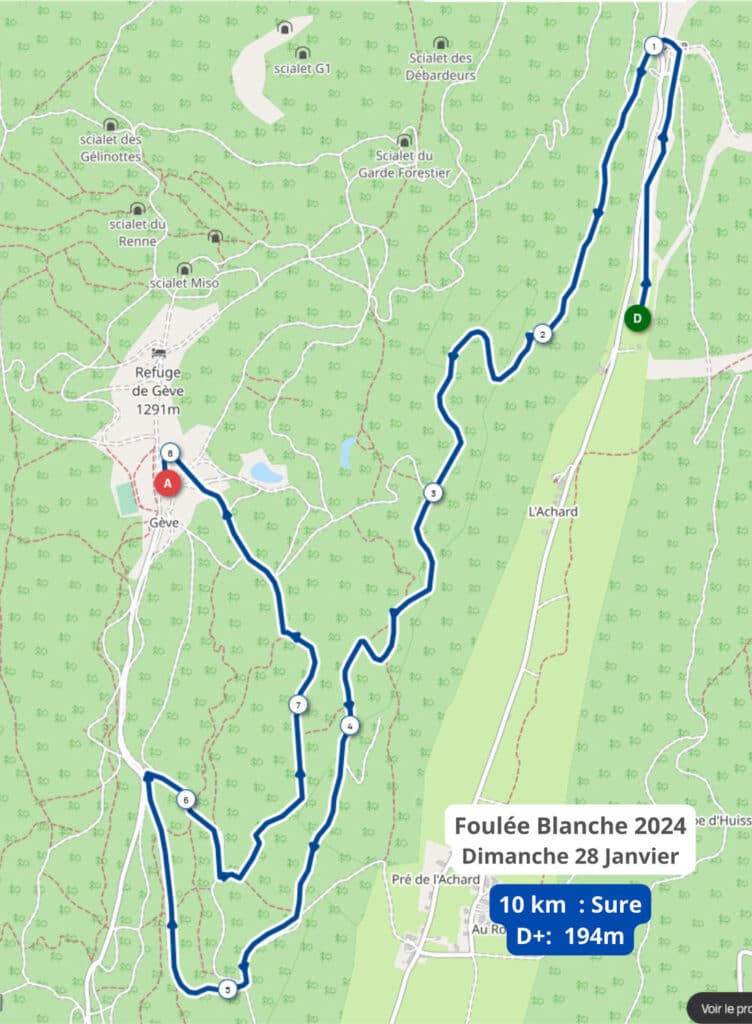 Foulée Blanche 2024 plan course 10 km