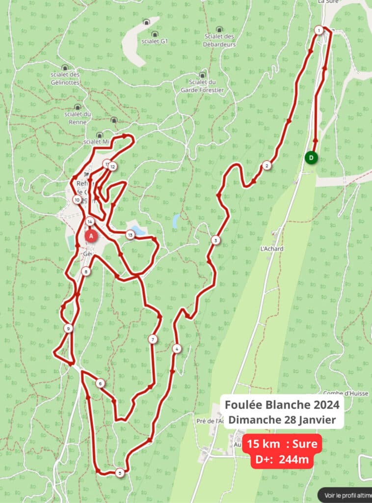 Foulée Blanche 2024 plan course 20 km
